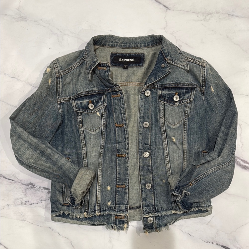Express Distressed Denim Jacket